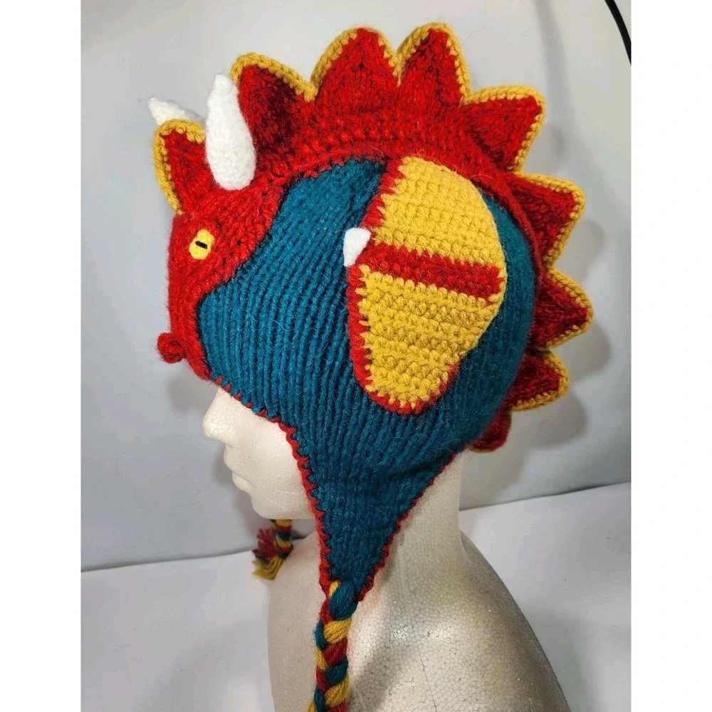 Andes‎ Gifts Hand Knit Dragon Hat Infant Toddler Alpaca Blend Winter Tie